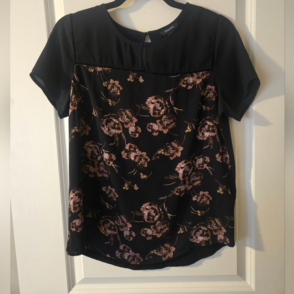 Floral Black and Pink Blouse